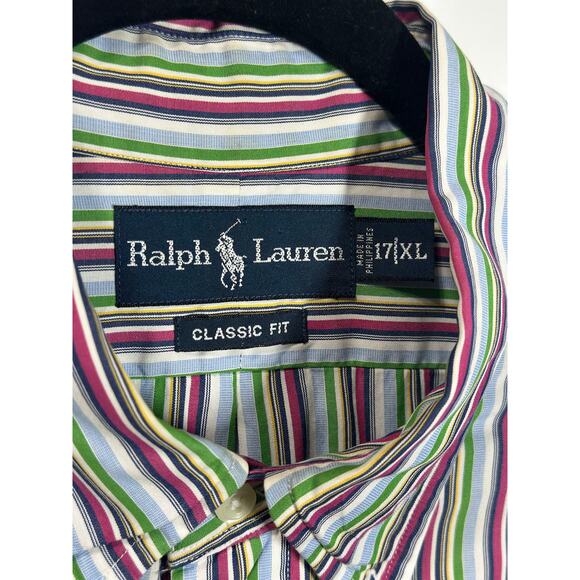 VTG Ralph Lauren Button Down Classic Fit Colorful Casual Preppy Men's Size 17/XL - Picture 3 of 9